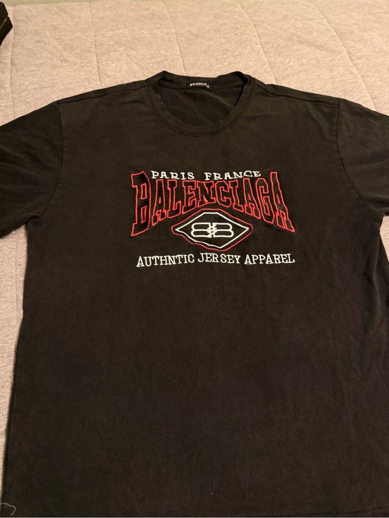 Balenciaga Other - Balenciaga Black Short-Sleeve Logo Tee with Red & White Embroidery